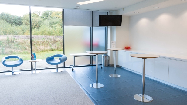 Reception area located in the J&J Institute facility in Wokingham, United Kingdom