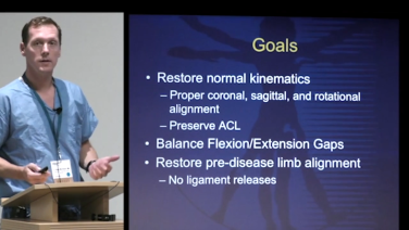 An image from the "Unicompartmental Knee Arthroplasty with Craig Morrison, MD" video on the JnJInstitute.com website.