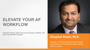 An image of the "Elevate Your AF Workflow: An Interview with Shephal Doshi, MD" video on the JnJInstitute.com website.